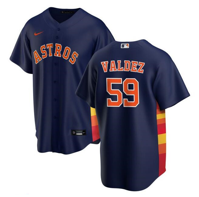 Men's Houston Astros #59 Framber Valdez Navy Cool Base Stitched Baseball Jersey